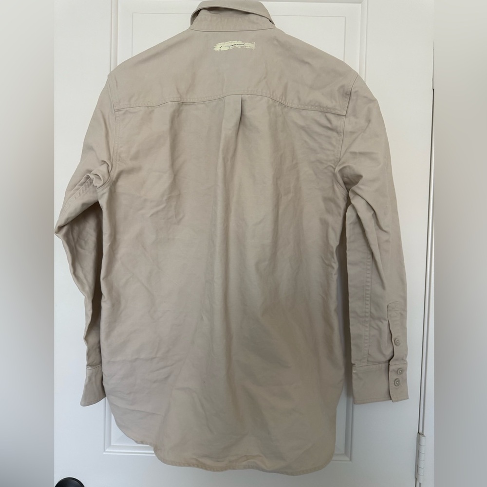 ADER Error Beige Allac Distressed Button Down Shirt Unique Paint Detail A1/S - Picture 6 of 13